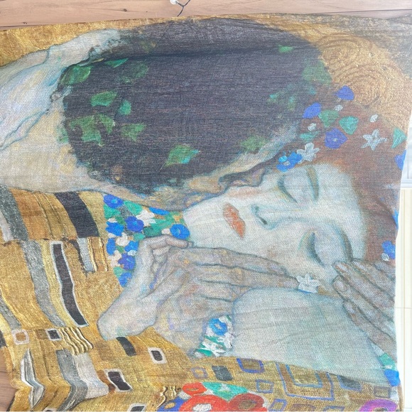 The Kiss -oversized Sheer + Sparkly SCARF. / Wrap - Gustav Klimt - silk blend - Picture 2 of 9